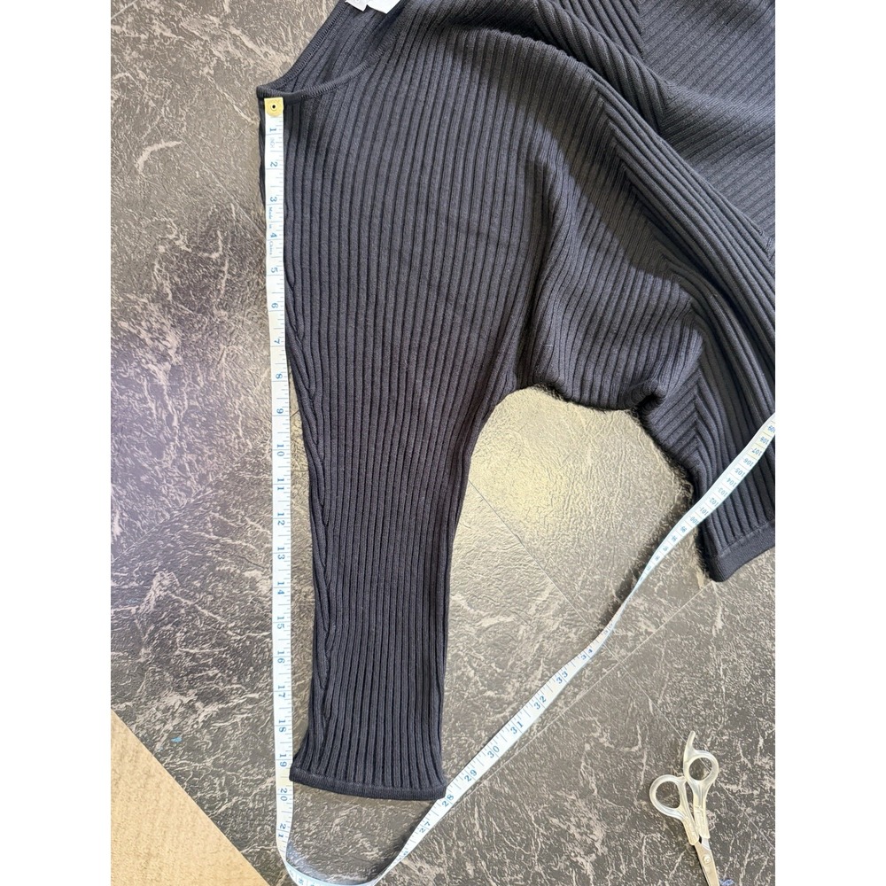 Chico Sweater Women's Black Ribbed Size Medium 3/4 Length Sleeve - Picture 6 of 8